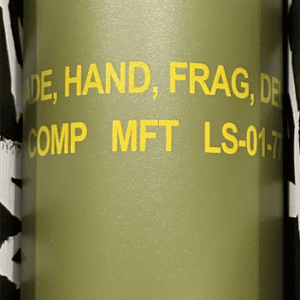 A close up of the words on a green tube