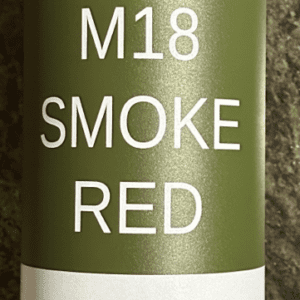 A green tube of smoke red paint.