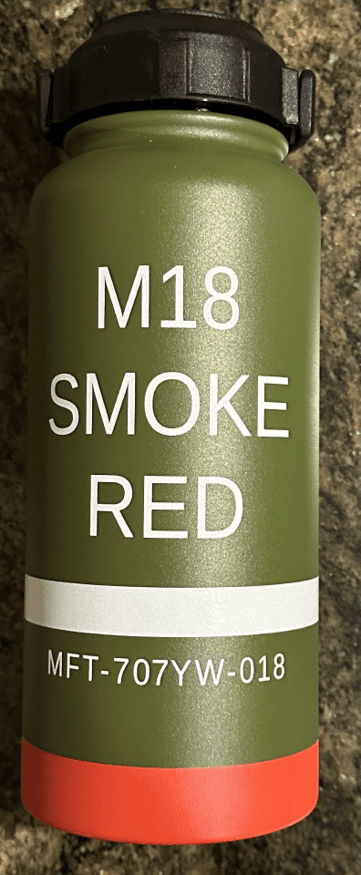 A green tube of smoke red paint.